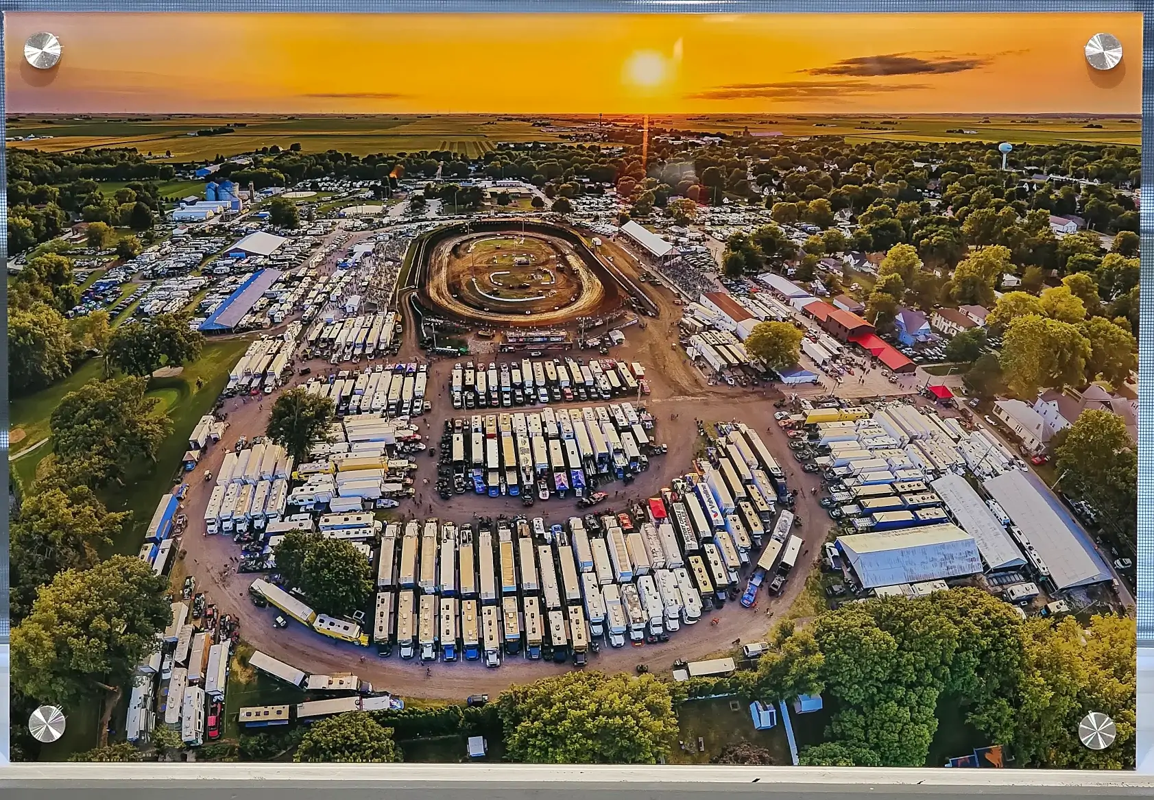 Prairie Dirt Classic aerial photo printed on a floating acrylic panel with standoff mounts